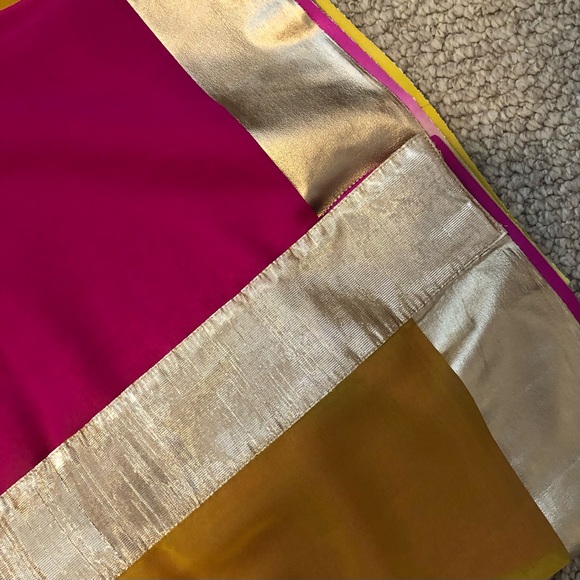 NWOT Yellow/Orange and Pink Chiffon Sari - Picture 6 of 12